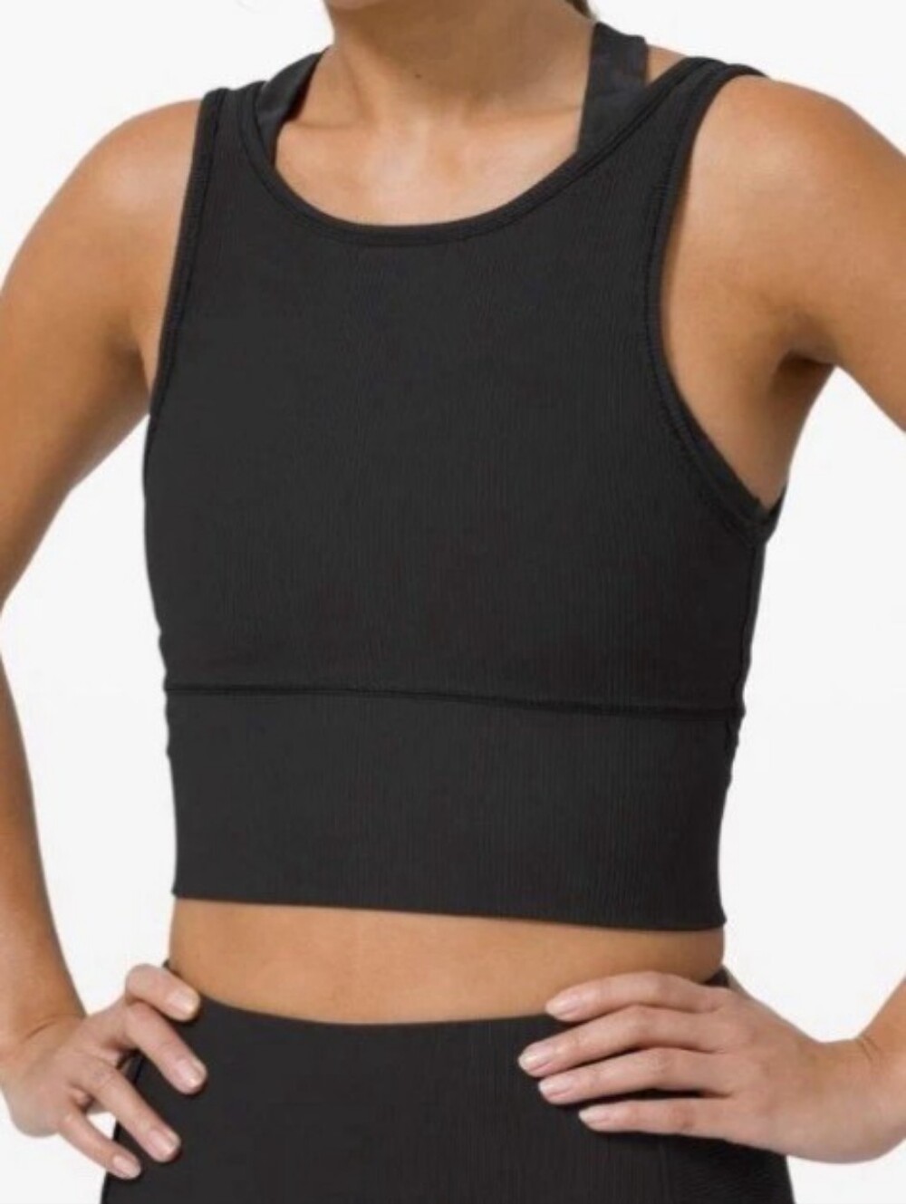 Lululemon Power Pivot Ribbed Luxtreme Tank Top Crop Reversible V Neck Black 14